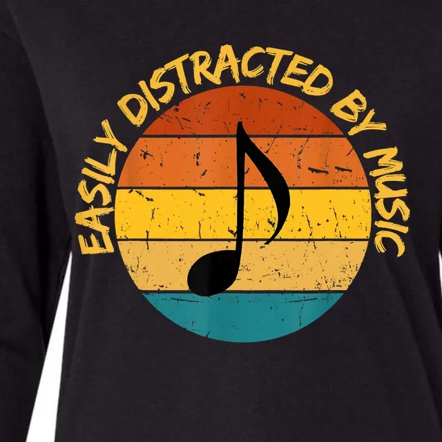 Funny Music Easily Distracted By Music Musician Music Lover Womens Cotton Relaxed Long Sleeve T-Shirt