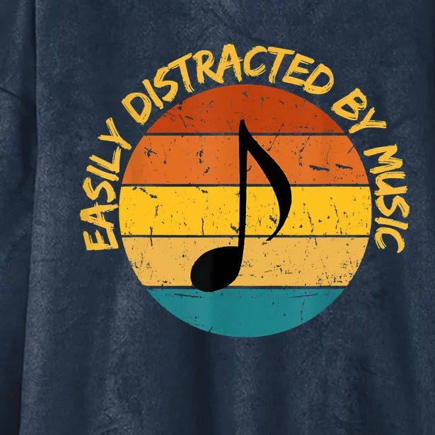 Funny Music Easily Distracted By Music Musician Music Lover Hooded Wearable Blanket