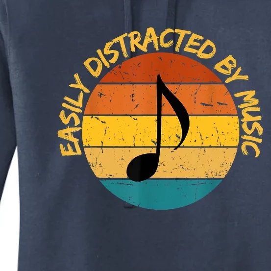 Funny Music Easily Distracted By Music Musician Music Lover Women's Pullover Hoodie