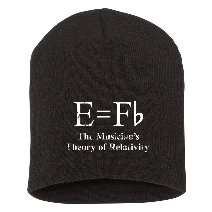 Funny Musician E Equals F Flat Theory Of Relativity Joke Short Acrylic Beanie