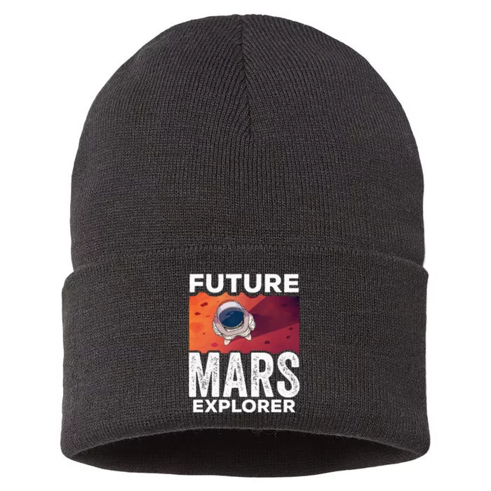 Future Mars Explorer Sayings Planet Space Sustainable Knit Beanie