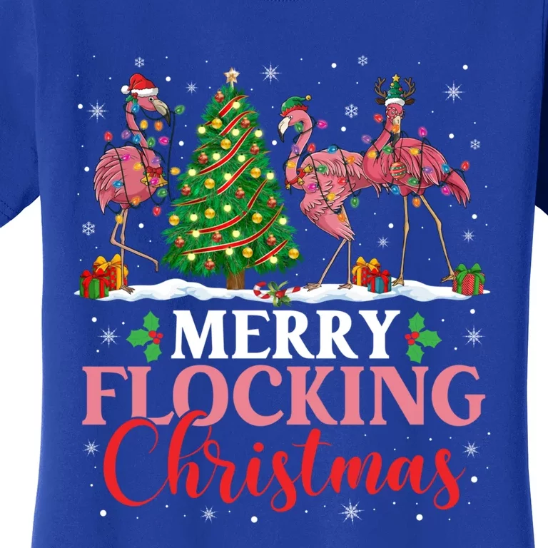 Flamingo Merry Flocking Christmas Funny Xmas Funny Gift Women's T-Shirt