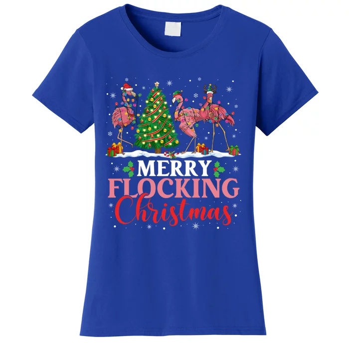 Flamingo Merry Flocking Christmas Funny Xmas Funny Gift Women's T-Shirt