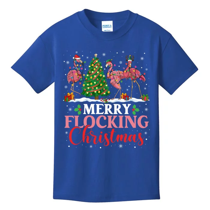 Flamingo Merry Flocking Christmas Funny Xmas Funny Gift Kids T-Shirt