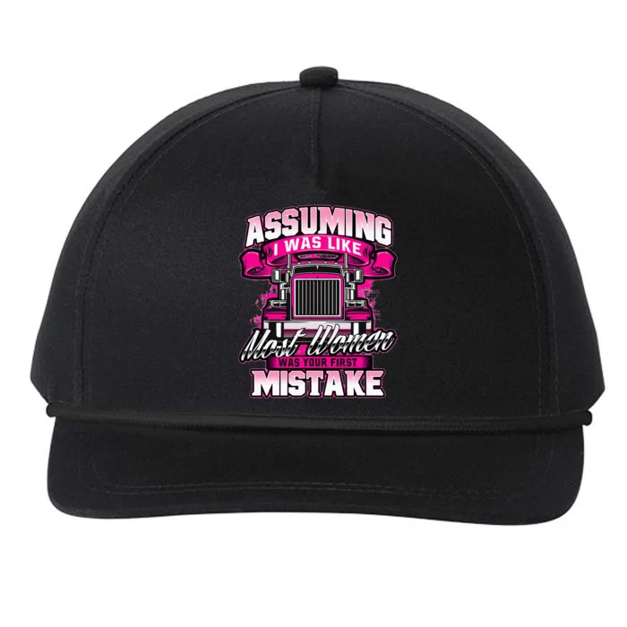 First Mistake Female Semi Truck Driver Trucker Trucking Snapback Five-Panel Rope Hat