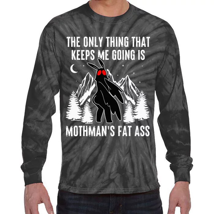 Funny Mothman Fat Ass Vintage Cryptid Tie-Dye Long Sleeve Shirt