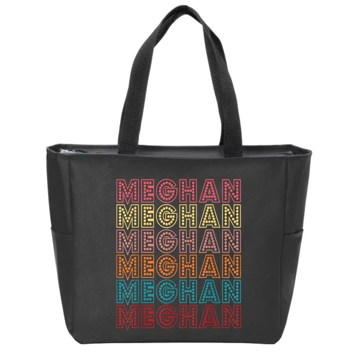 Funny Meghan First Name Meghan Retro Zip Tote Bag