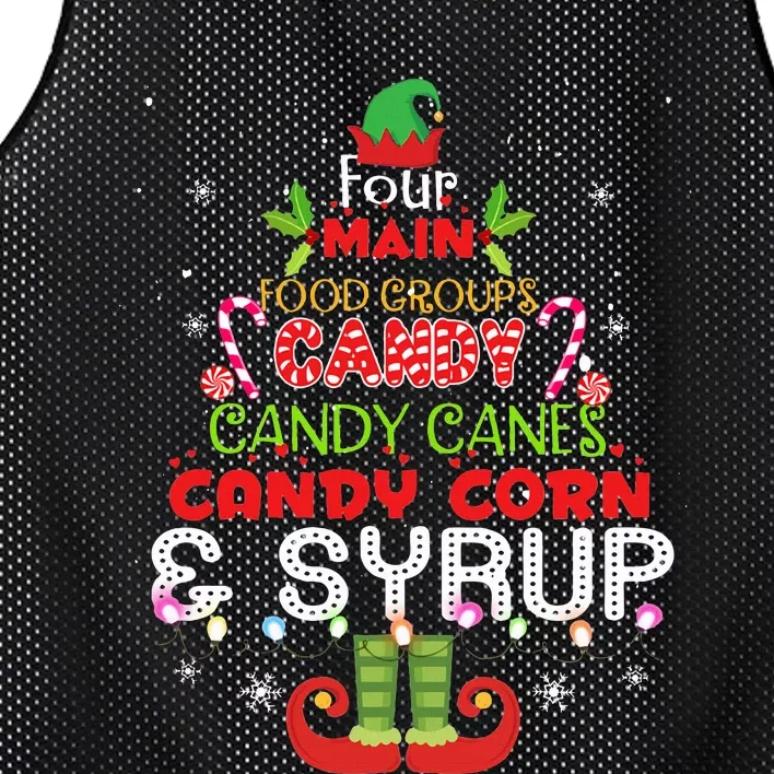 Four Main Food Groups Elf Buddy Christmas Pajama Mesh Reversible Basketball Jersey Tank