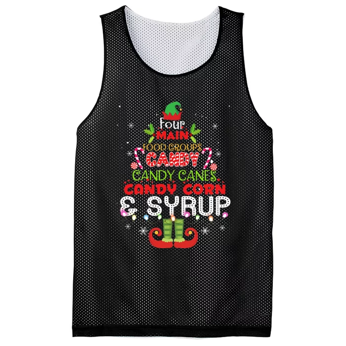 Four Main Food Groups Elf Buddy Christmas Pajama Mesh Reversible Basketball Jersey Tank