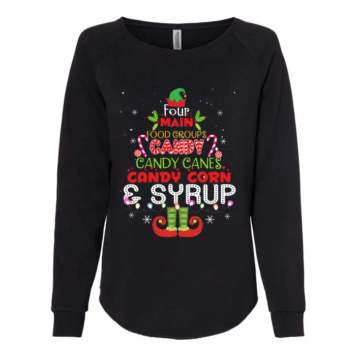 Four Main Food Groups Elf Buddy Christmas Pajama Womens California Wash Sweatshirt