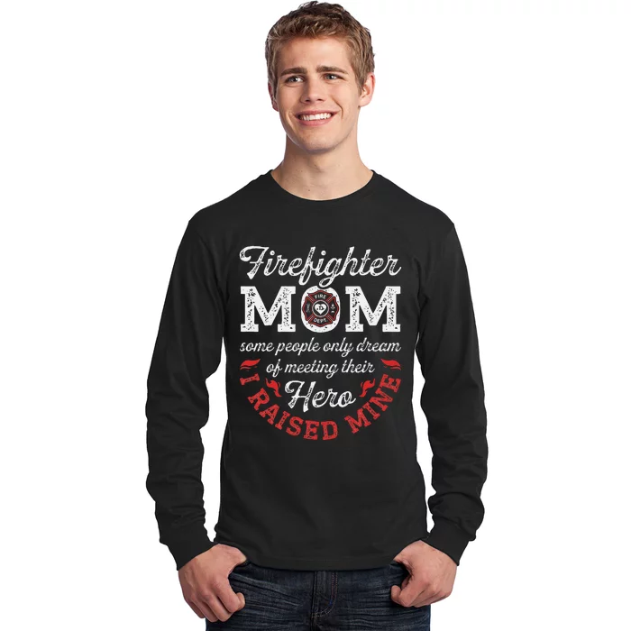 Firefighter Mom Firewoman Proud Moms Mothers Day Vintage Long Sleeve Shirt