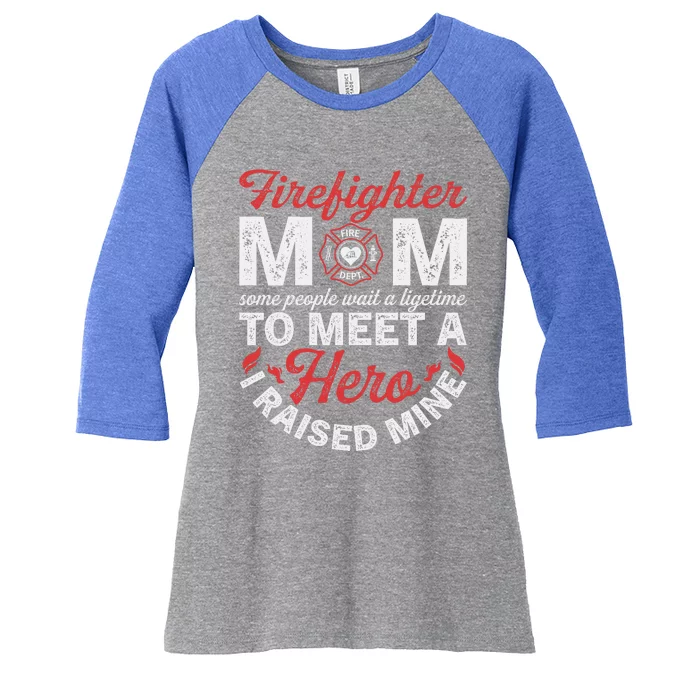 Firefighter Mom Firewoman Proud Moms Mothers Day Women's Tri-Blend 3/4-Sleeve Raglan Shirt