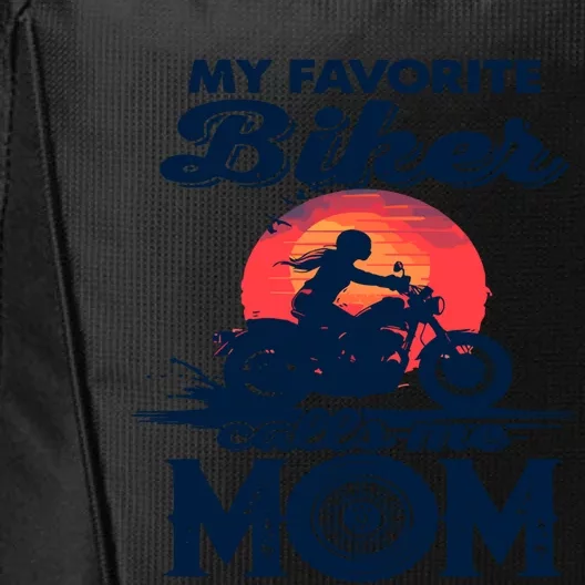 Funny My Favorite Biker Calls Me Mom City Backpack