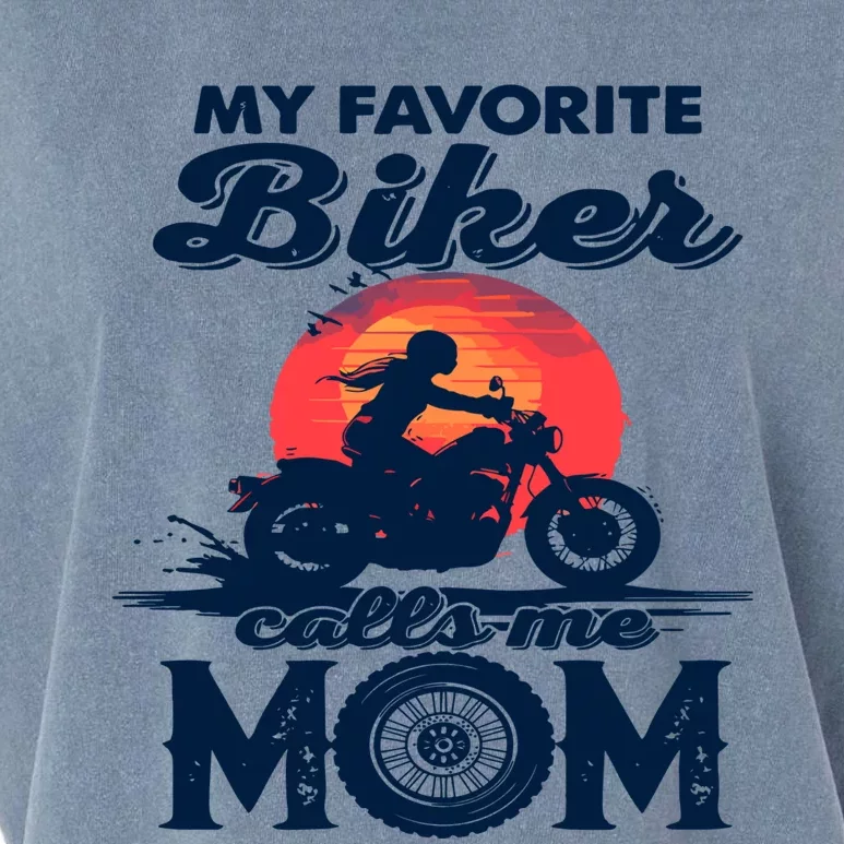 Funny My Favorite Biker Calls Me Mom Garment-Dyed Women's Muscle Tee