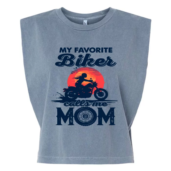 Funny My Favorite Biker Calls Me Mom Garment-Dyed Women's Muscle Tee