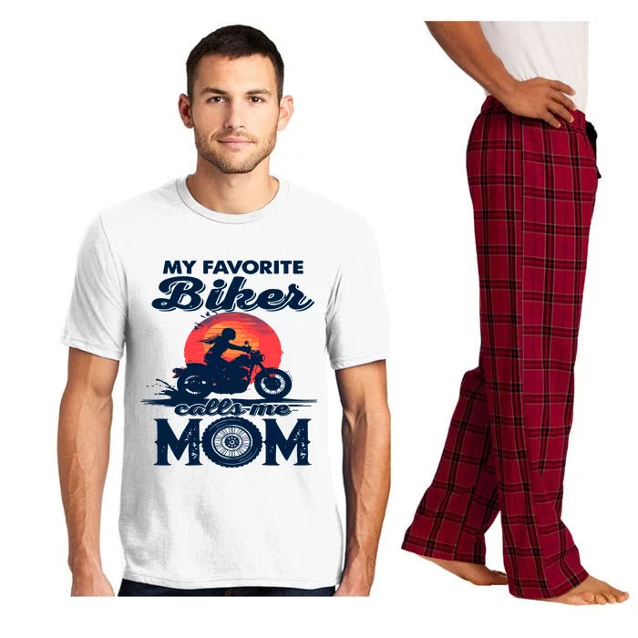 Funny My Favorite Biker Calls Me Mom Pajama Set