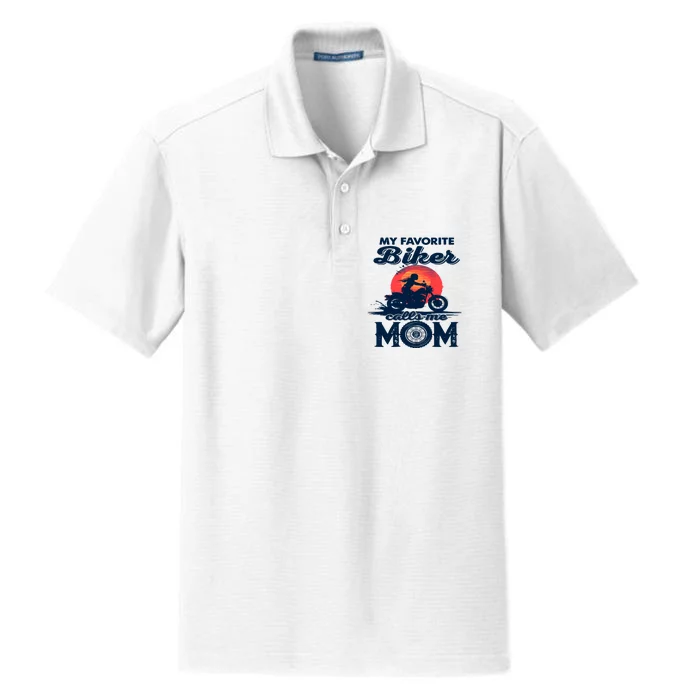 Funny My Favorite Biker Calls Me Mom Dry Zone Grid Performance Polo