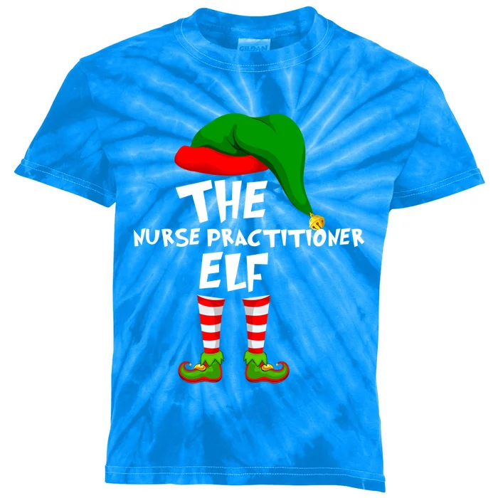 Funny Matching Family Christmas The Nurse Practitioner Elf Gift Kids Tie-Dye T-Shirt