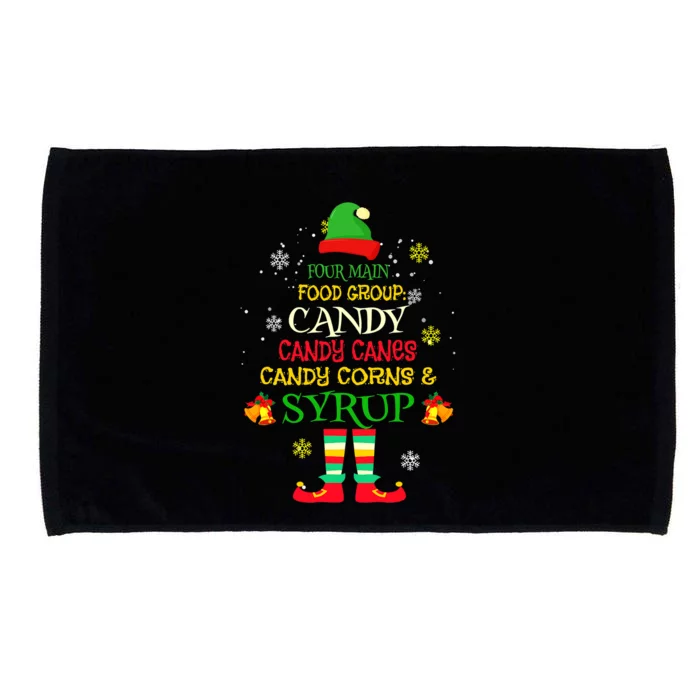 Four Main Food Groups Candy Canes Corn Syrup Elf Ugly Xmas Microfiber Hand Towel