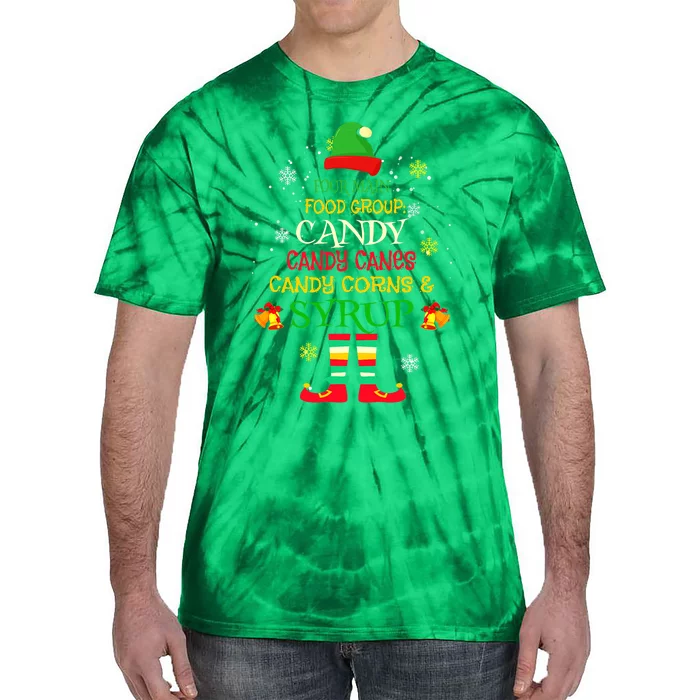 Four Main Food Groups Candy Canes Corn Syrup Elf Ugly Xmas Tie-Dye T-Shirt