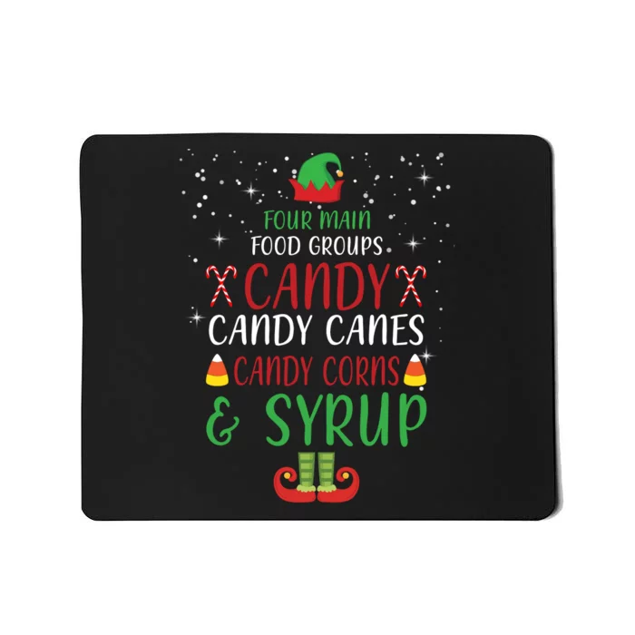 Four Main Food Groups Candy Canes Candy Corns Syrup Elf Mousepad