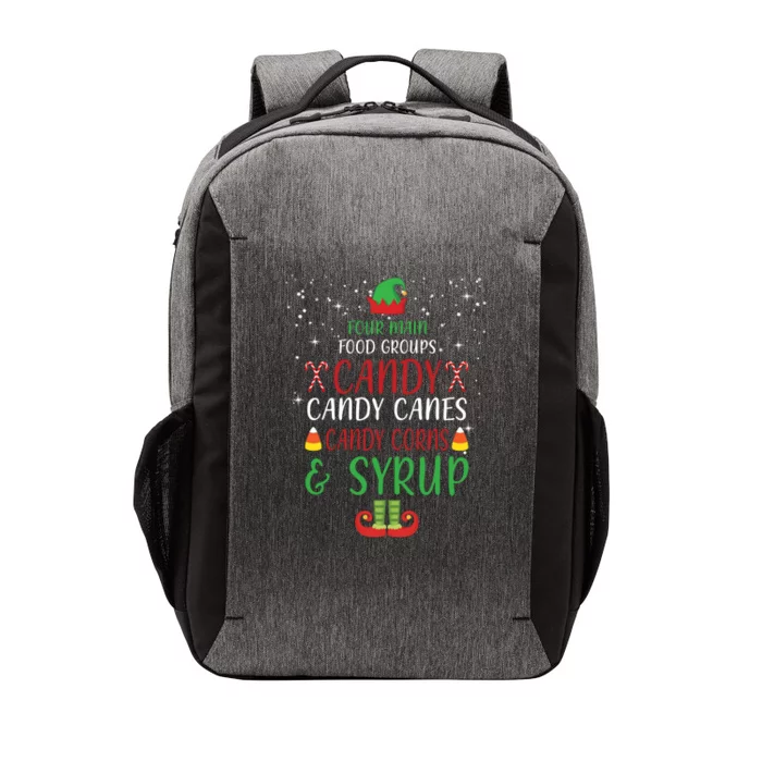 Four Main Food Groups Candy Canes Candy Corns Syrup Elf Vector Backpack