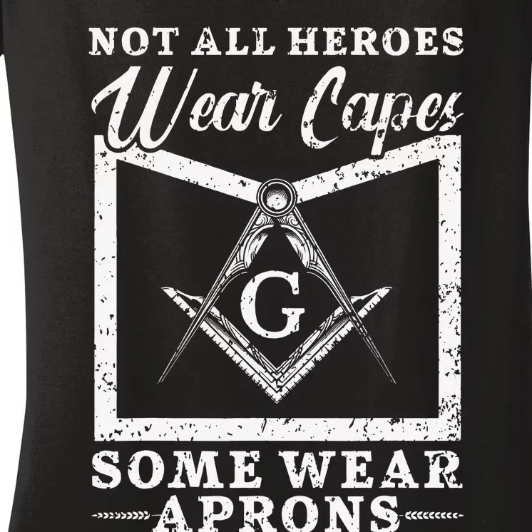 Freemason Masonic Fraternal Freemasonry Square Compass Women's V-Neck T-Shirt