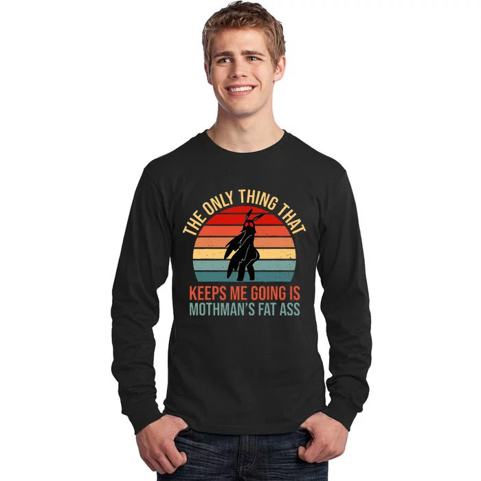 Funny Mothman Fat Ass Vintage Cryptid Funny Mothman Tall Long Sleeve T-Shirt