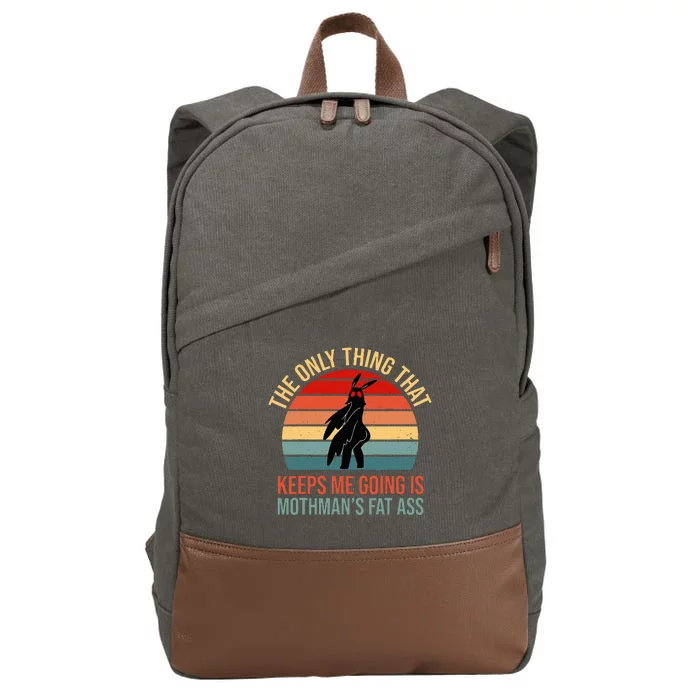 Funny Mothman Fat Ass Vintage Cryptid Funny Mothman Cotton Canvas Backpack