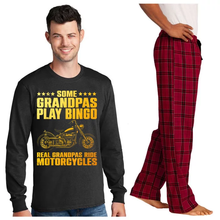 Funny Motorcycle For Grandpa Biker Motorcycle Rider Long Sleeve Pajama Set