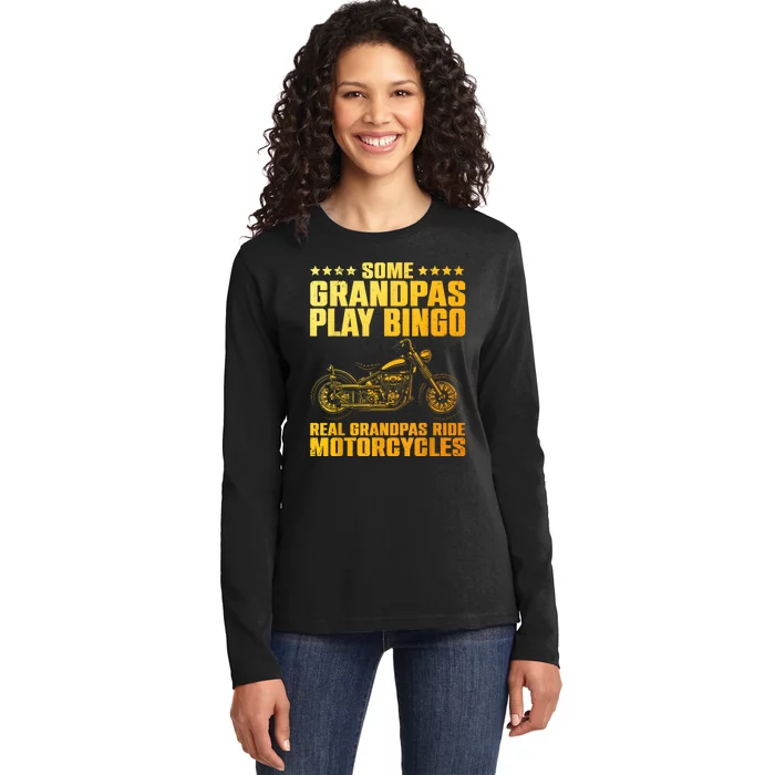 Funny Motorcycle For Grandpa Biker Motorcycle Rider Ladies Long Sleeve Shirt