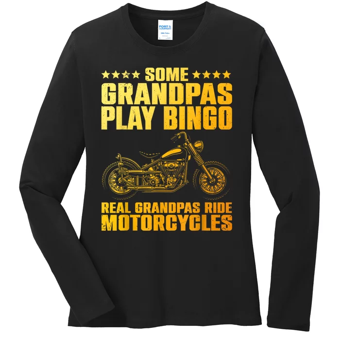 Funny Motorcycle For Grandpa Biker Motorcycle Rider Ladies Long Sleeve Shirt