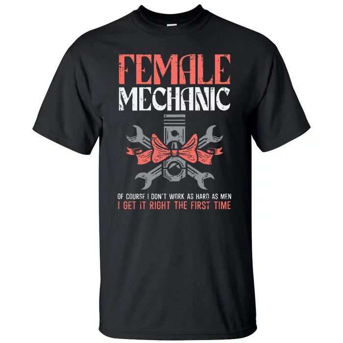 Female Mechanic Funny Car Auto Garage Tall T-Shirt