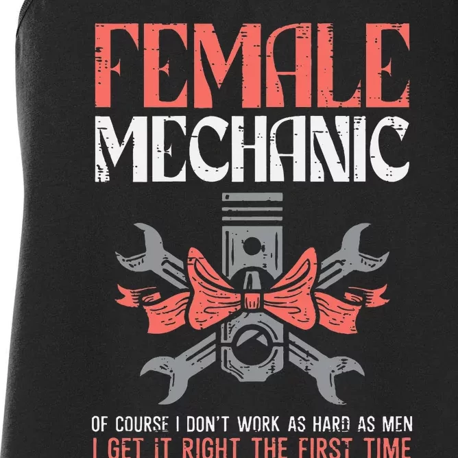 Female Mechanic Funny Car Auto Garage Women's Racerback Tank