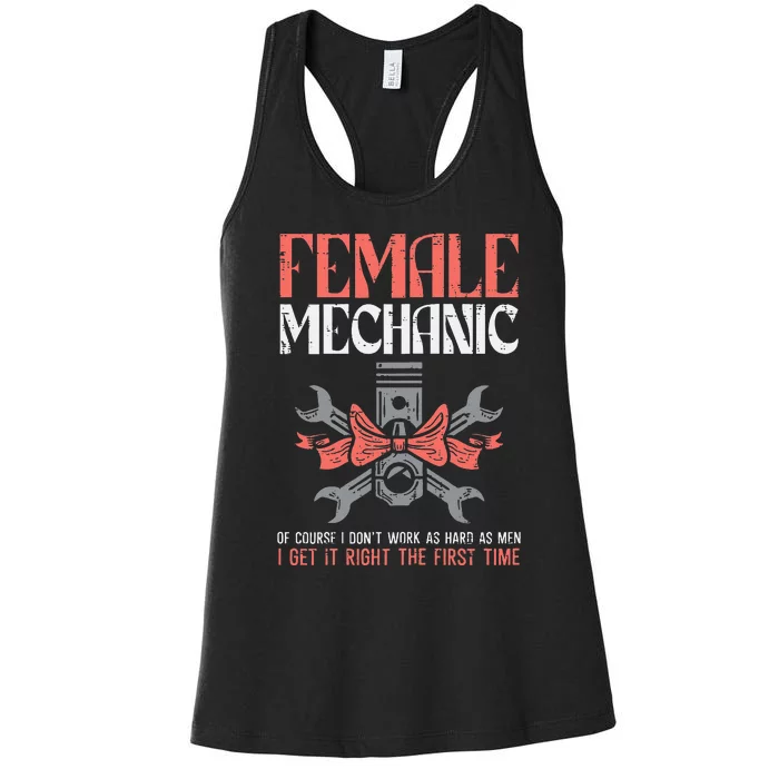 Female Mechanic Funny Car Auto Garage Women's Racerback Tank