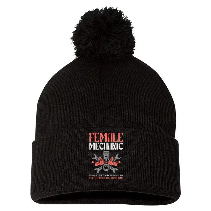 Female Mechanic Funny Car Auto Garage Pom Pom 12in Knit Beanie