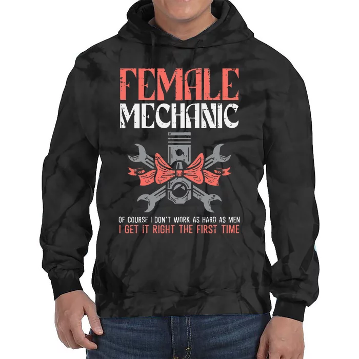 Female Mechanic Funny Car Auto Garage Tie Dye Hoodie