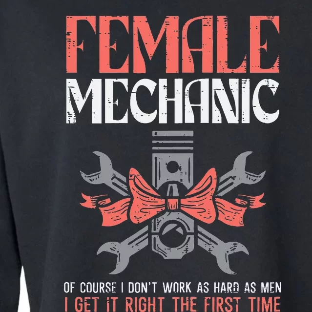 Female Mechanic Funny Car Auto Garage Cropped Pullover Crew