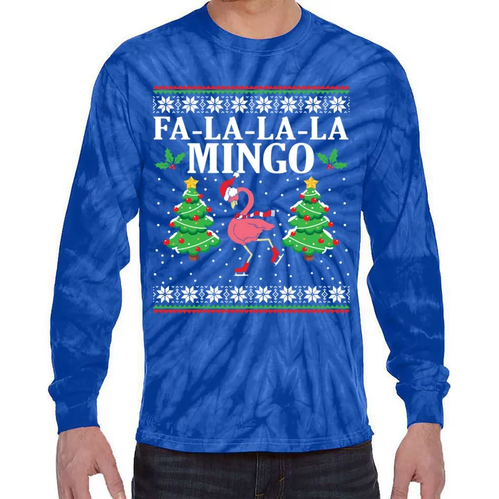 Falalala Mingo Funny Family Flamingo Ugly Christmas Gift Tie-Dye Long Sleeve Shirt