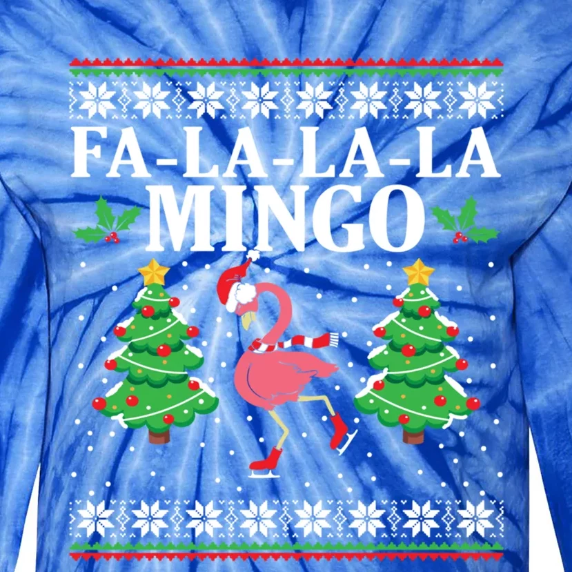 Falalala Mingo Funny Family Flamingo Ugly Christmas Gift Tie-Dye Long Sleeve Shirt