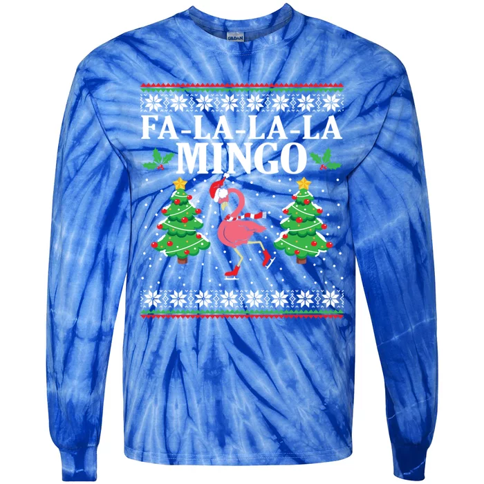 Falalala Mingo Funny Family Flamingo Ugly Christmas Gift Tie-Dye Long Sleeve Shirt