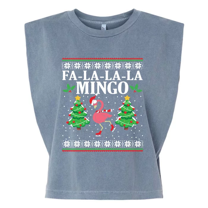 Falalala Mingo Funny Family Flamingo Ugly Christmas Gift Garment-Dyed Women's Muscle Tee