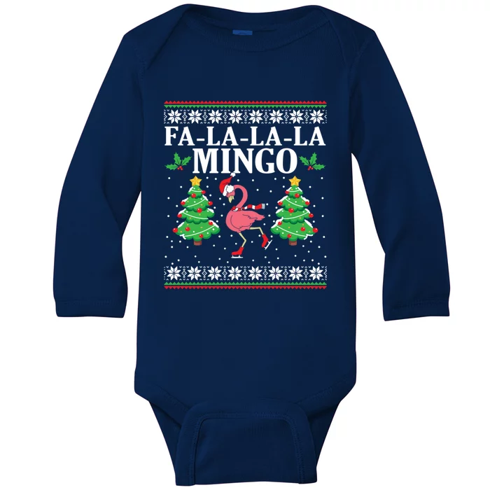 Falalala Mingo Funny Family Flamingo Ugly Christmas Gift Baby Long Sleeve Bodysuit