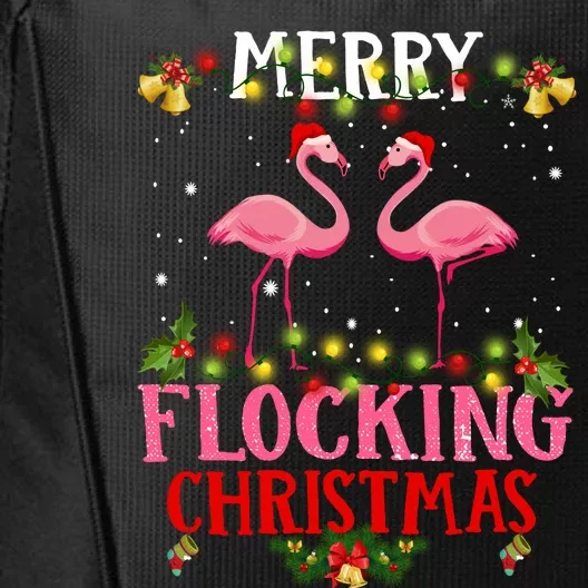 Flamingo Merry Flocking Christmas City Backpack