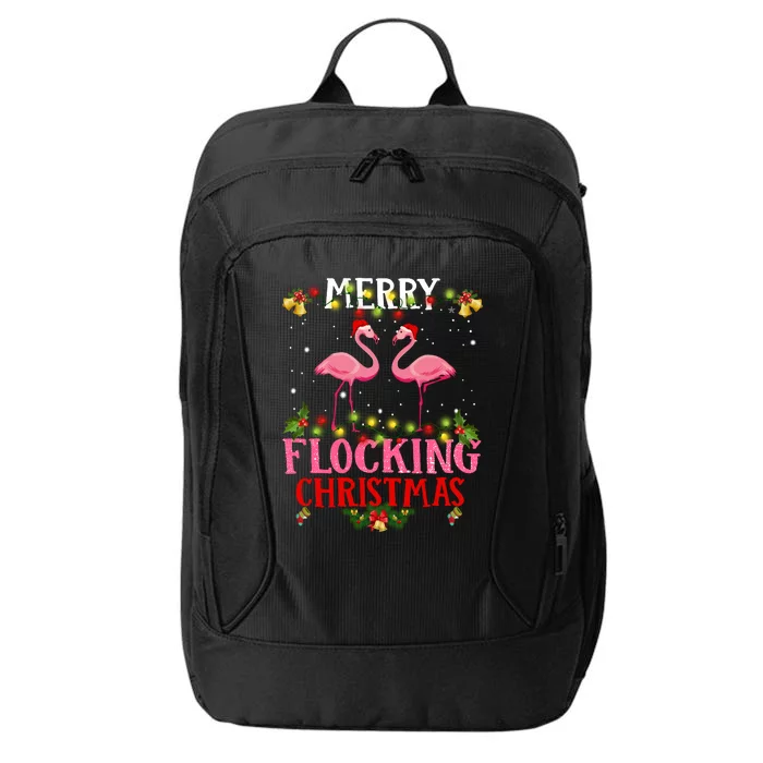 Flamingo Merry Flocking Christmas City Backpack