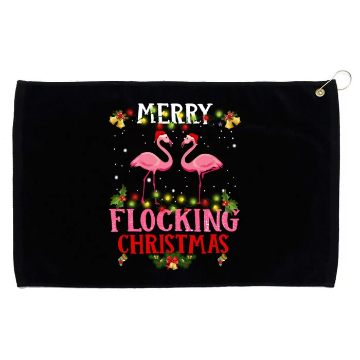 Flamingo Merry Flocking Christmas Grommeted Golf Towel