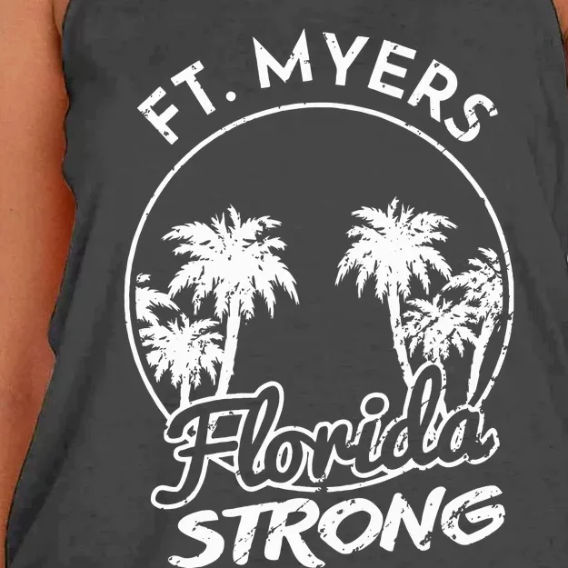 Ft. Myers Florida Strong Community Support Women's Knotted Racerback Tank