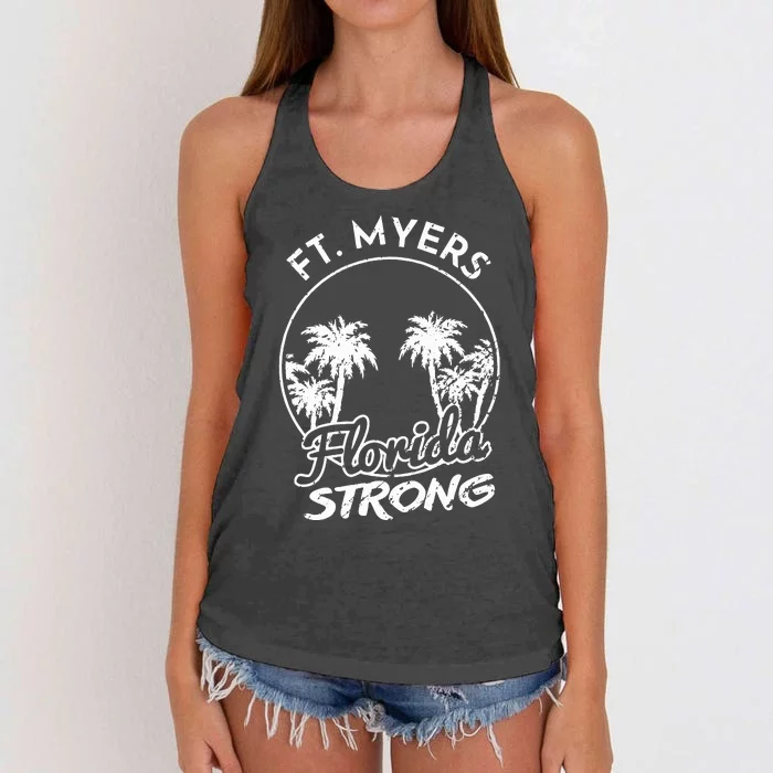 Ft. Myers Florida Strong Community Support Women's Knotted Racerback Tank