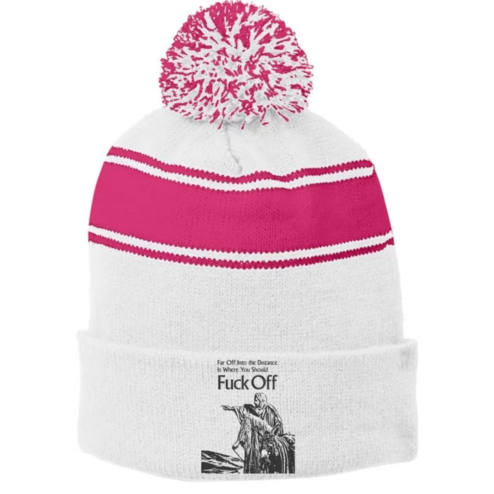 Funny Meme Fuck Off Stripe Pom Pom Beanie