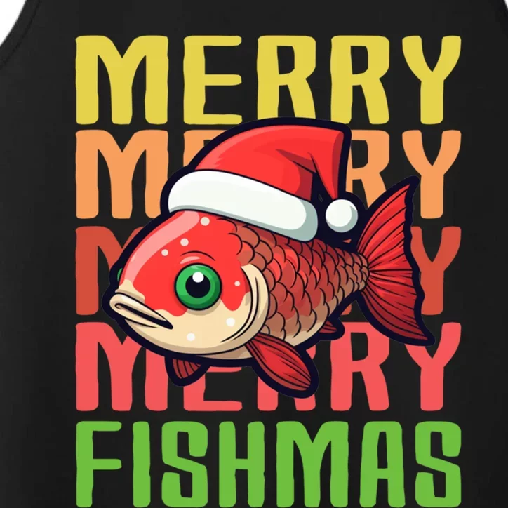 Fishing Merry Fishmas Meaningful Gift Performance Tank